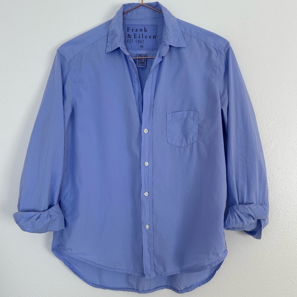 Frank&Eileen button down shirt front pocket long sleeve boho soft lavender color - Picture 7 of 9